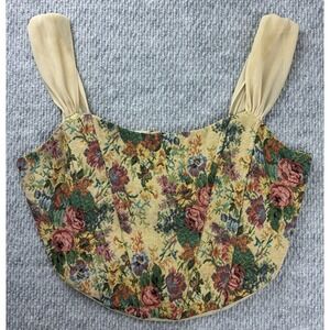 ACOA Womens Large Floral Tapestry Corset Crop Top Sheer Straps Cottagecore